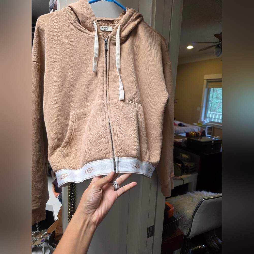 UGG Beige Hoodie with White Trim